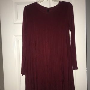 Comfy Maroon Long Sleeve Dress